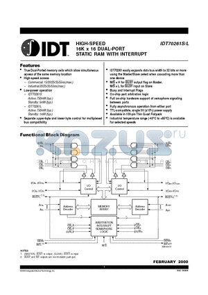 IDT70261L20PFI datasheet - HIGH-SPEED 16K x 16 DUAL-PORT STATIC RAM WITH INTERRUPT
