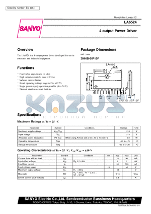 LA6524 datasheet - 4-output Power Driver