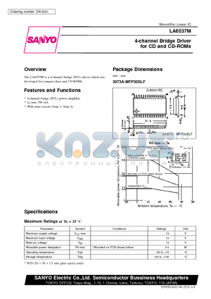 LA6537M datasheet - 4-channel Bridge Driver for CD and CD-ROMs