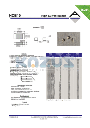 HCB10-101-RC datasheet - High Current Beads