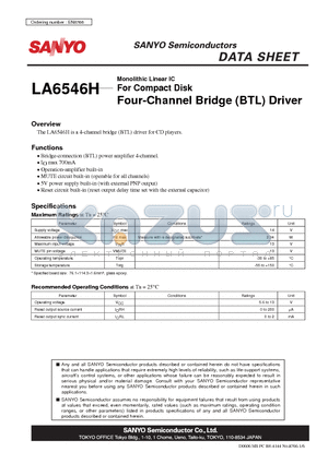 LA6546H datasheet - Four-Channel Bridge (BTL) Driver