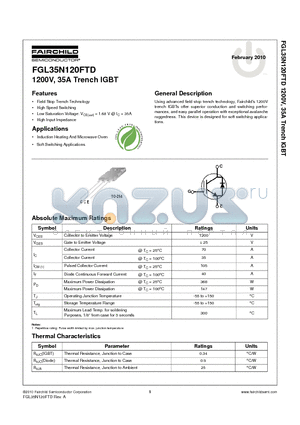 FGL35N120FTDTU datasheet - 1200V, 35A Trench IGBT