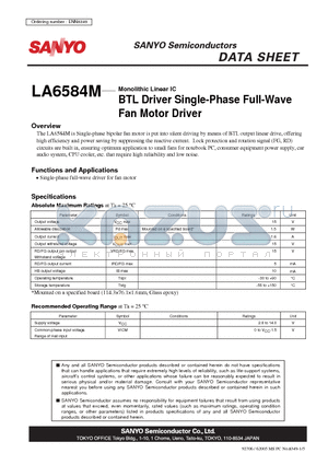LA6584M datasheet - BTL Driver Single-Phase Full-Wave