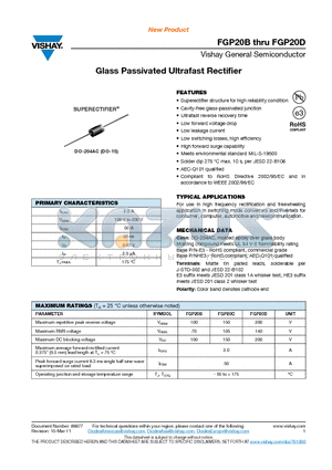 FGP20B_11 datasheet - Glass Passivated Ultrafast Rectifier