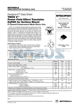 MTB23P06V datasheet - TMOS POWER FET 23 AMPERES 60 VOLTS