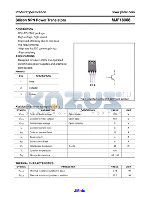 MJF18008 datasheet - Silicon NPN Power Transistors