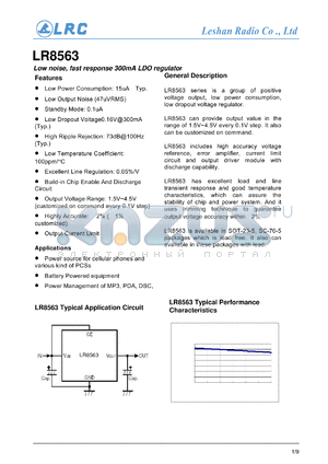 LR8563 datasheet - Low noise, fast response 300mA LDO regu lator