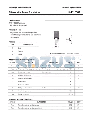 MJF18008 datasheet - Silicon NPN Power Transistors