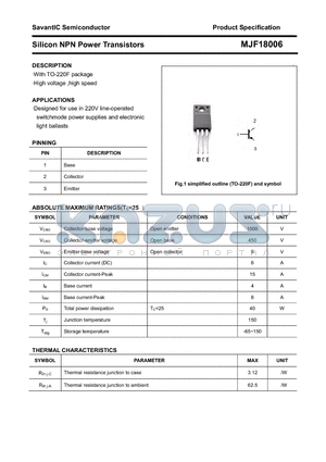 MJF18006 datasheet - Silicon NPN Power Transistors