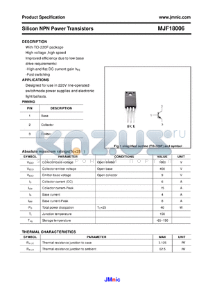 MJF18006 datasheet - Silicon NPN Power Transistors