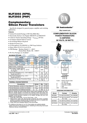 MJF2955 datasheet - Complementary Silicon Power Transistors