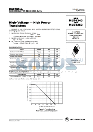 MJF4343 datasheet - POWER TRANSISTORS COMPLEMENTARY SILICON