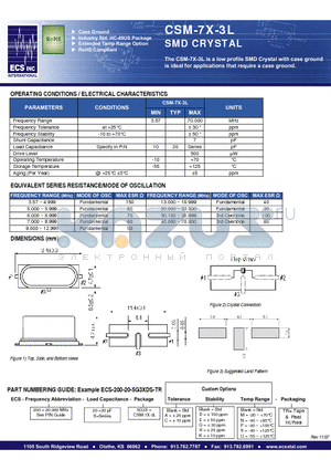 ECS-200-20-5G3XAD-TR datasheet - SMD CRYSTAL