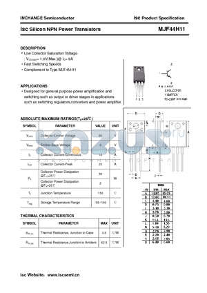 MJF44H11 datasheet - isc Silicon NPN Power Transistors