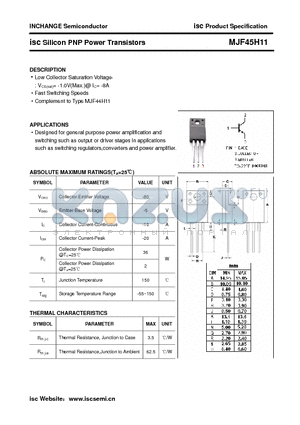 MJF45H11 datasheet - isc Silicon PNP Power Transistors