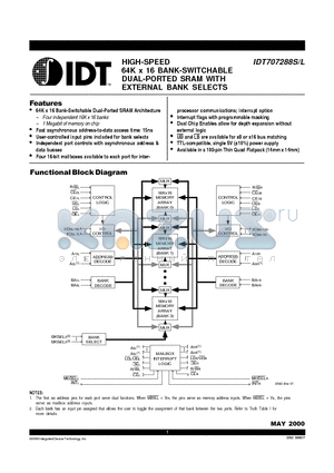 IDT707288S datasheet - HIGH-SPEED 64K x 16 BANK-SWITCHABLE DUAL-PORTED SRAM WITH EXTERNAL BANK SELECTS