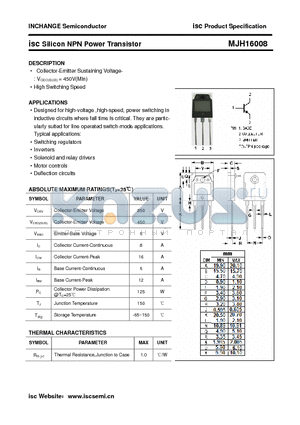 MJH16008 datasheet - isc Silicon NPN Power Transistor