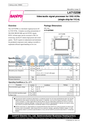 LA71525M datasheet - Video/audio signal processor for VHS VCRs