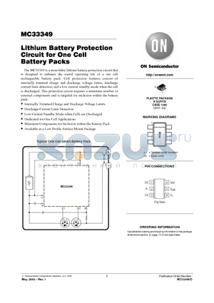 MC33349 datasheet - Lithium Battery Protection Circuit for One Cell Battery Packs