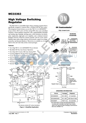 MC33363 datasheet - High Voltage Switching Regulator