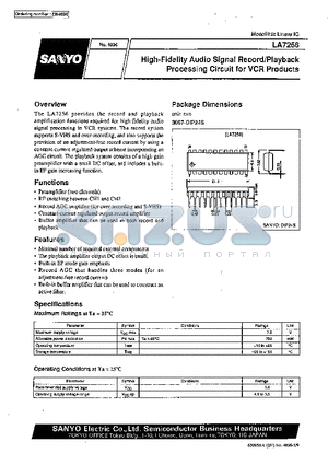 LA7256 datasheet - high-Fidelity Audio Signal Record/Playback Processing Circuit for VCR Products