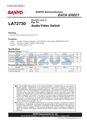LA72715VA datasheet - Monolithic Linear IC For TV Audio/Video Switch