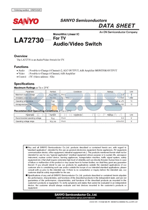 LA72730_10 datasheet - Audio/Video Switch