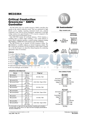MC33364D2R2G datasheet - Critical Conduction GreenLine TM  SMPS Controller