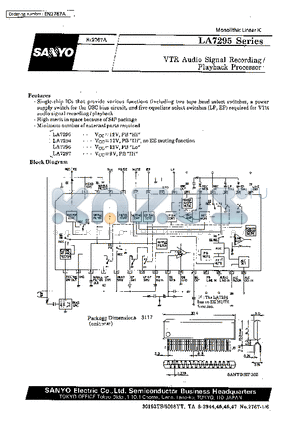 LA7294 datasheet - VTR Audio Signal Recording/ Playback Processor