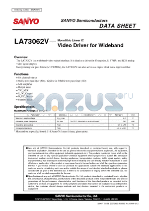 LA73062V datasheet - Monolithic Linear IC Video Driver for Wideband