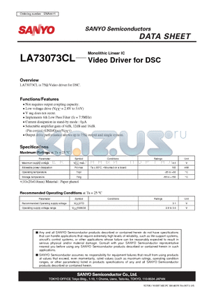 LA73073CL datasheet - Monolithic Linear IC Video Driver for DSC