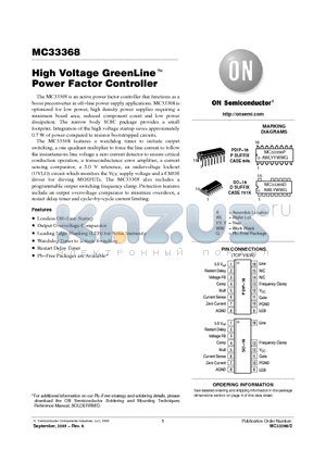 MC33368P datasheet - High Voltage GreenLine TM Power Factor Controller