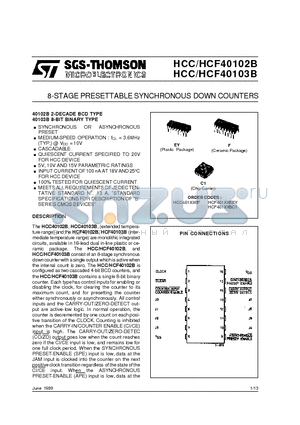 HCC401XXBF datasheet - 8-STAGE PRESETTABLE SYNCHRONOUS DOWN COUNTERS