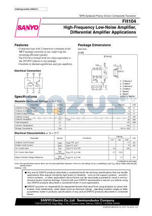 FH104 datasheet - High-Frequency Low-Noise Amplifier, Differential Amplifier Applications