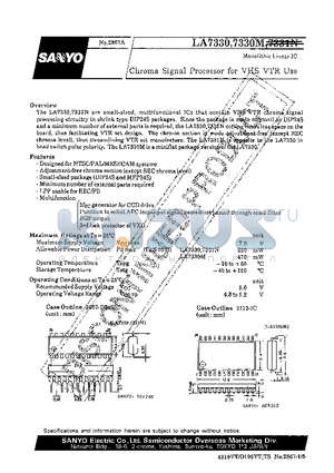 LA7330 datasheet - Chroma Signal Processor for VHS VTR Use