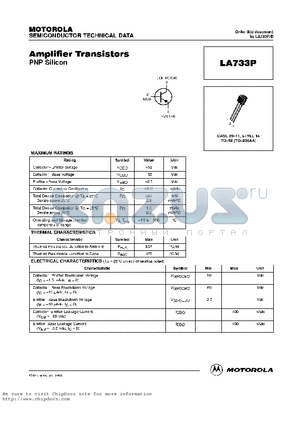 LA733P datasheet - Amplifier Transistors (PNP)