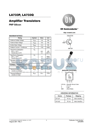 LA733Q datasheet - Amplifier Transistors (PNP Silicon)