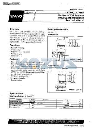 LA7356 datasheet - For Use in VCR Products PAL/SECAM (MESECAM) Discrimination IC