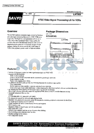 LA7383 datasheet - NTSC Video Signal Processing LSI for VCRs