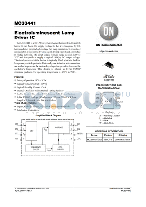 MC33441 datasheet - Electroluminescent Lamp Driver IC