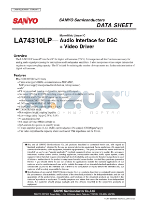LA74310LP_08 datasheet - Audio Interface for DSC  Video Driver