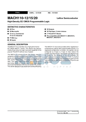 MACH110-12JC datasheet - High-Density EE CMOS Programmable Logic