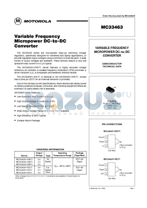 MC33463H-50KT1 datasheet - VARIABLE FREQUENCY MICROPOWER DC-to-DC CONVERTER