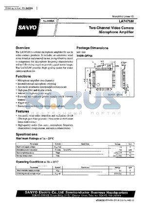 LA7471M datasheet - Two-Channel Video camera microphone amplifier