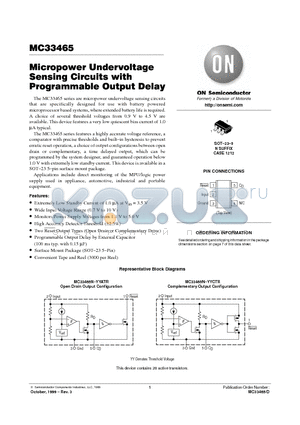 MC33465 datasheet - Micropower Undervoltage Sensing Circuits with Programmable Ouput Delay