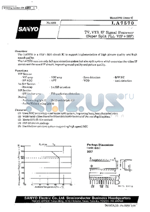 LA7570 datasheet - TV,VTR IF Signal Processor (Super Split PLL VIFSIF)