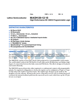 MACH120-12JC datasheet - High-Performance EE CMOS Programmable Logic