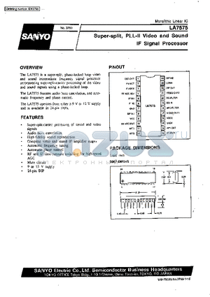 LA7575 datasheet - Super-split, PLL-II Video and Sound IF Signal Processor