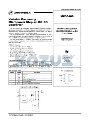 MC33468SN-20ATR datasheet - VARIABLE FREQUENCY MICROPOWER DC-to-DC CONVERTER