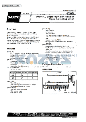LA7685J datasheet - PAL/NTSC Single-chip Color Television Signal Processing Circuit